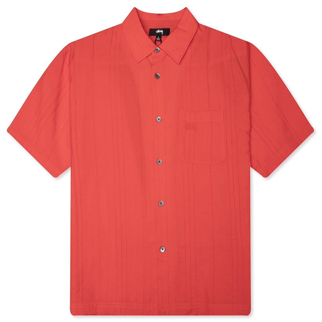 Pleated Textured Shirt - Red