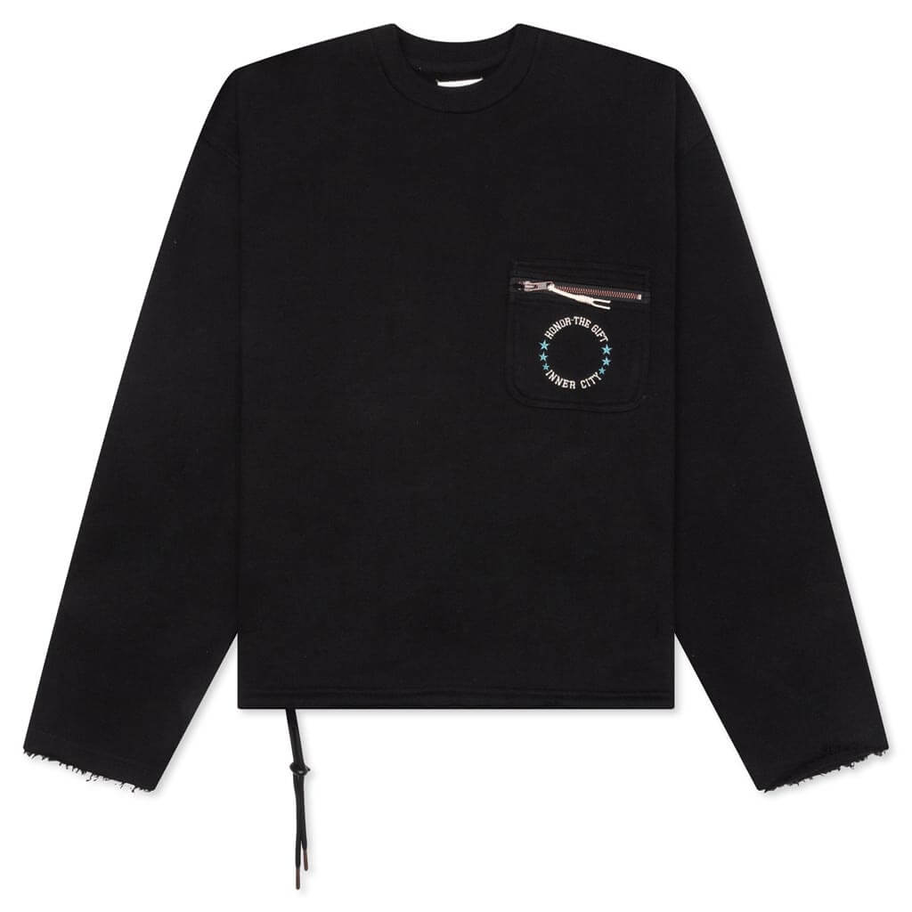 Pocket Pullover Crewneck - Black