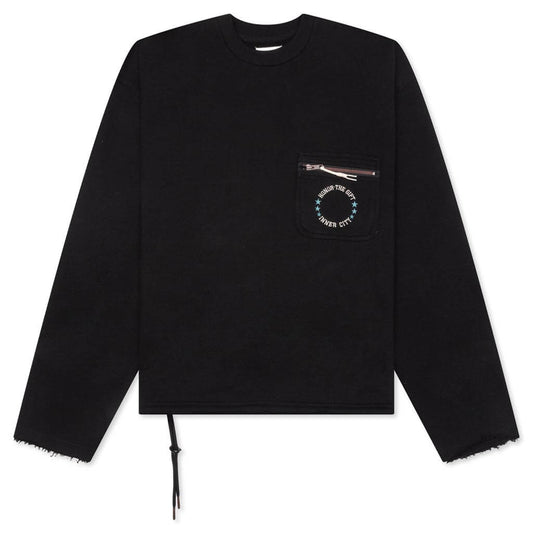 Pocket Pullover Crewneck - Black