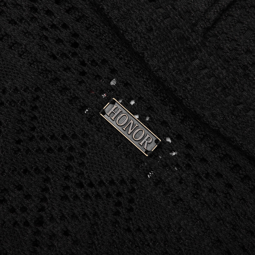 Pointelle Crochet Camp Collar - Black