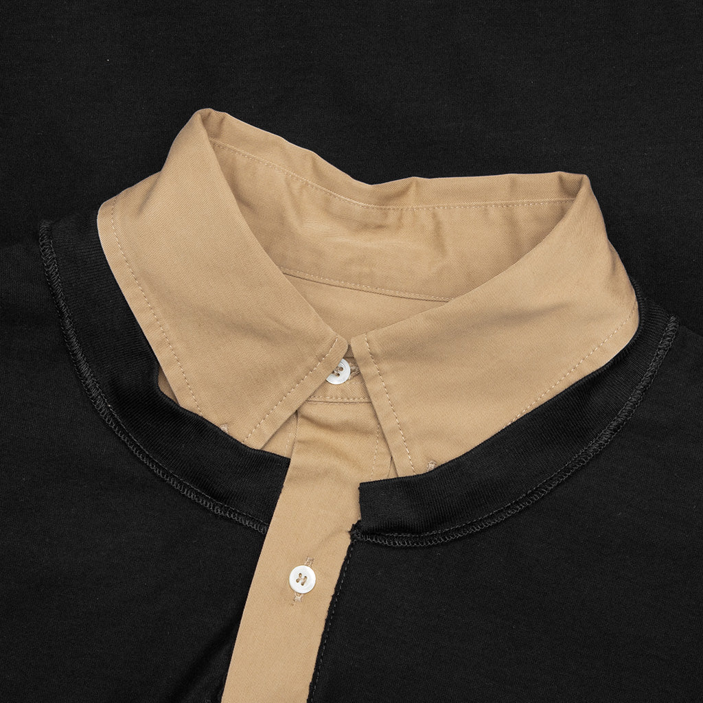 Layered Polo Shirt - Black/Camel