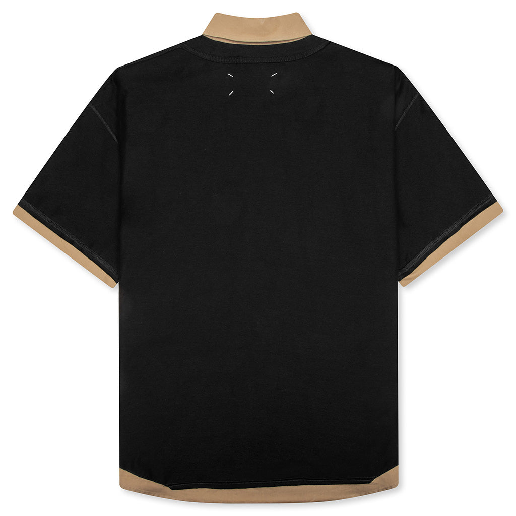 Layered Polo Shirt - Black/Camel