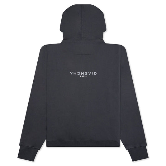 Printed Felpa Slim Fit Hoodie - Charcoal
