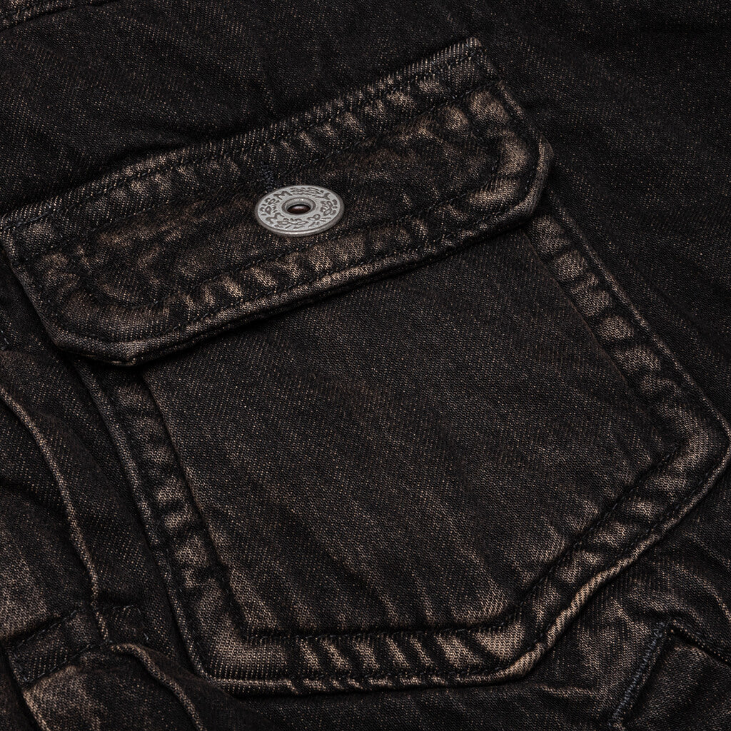 Puffer Denim Jacket - Black
