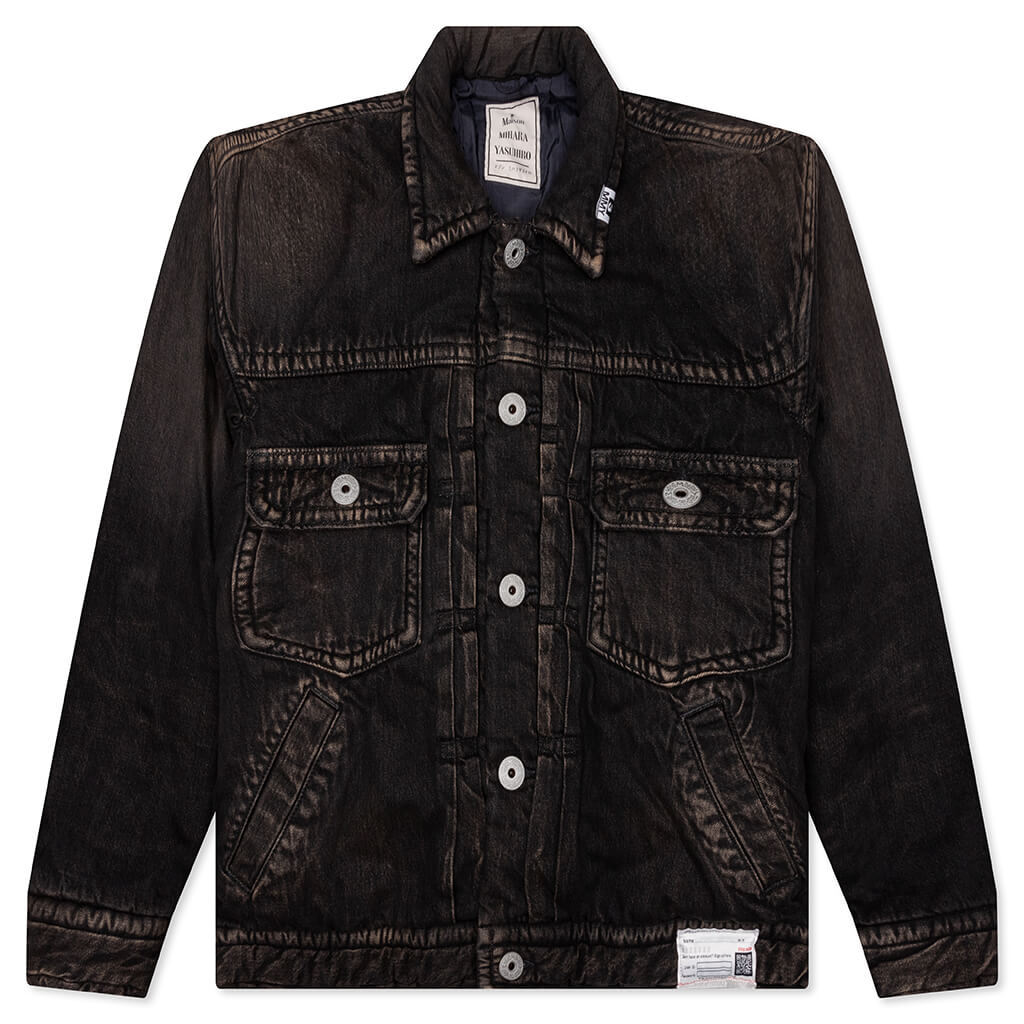 Puffer Denim Jacket - Black