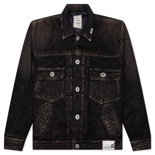 Puffer Denim Jacket - Black