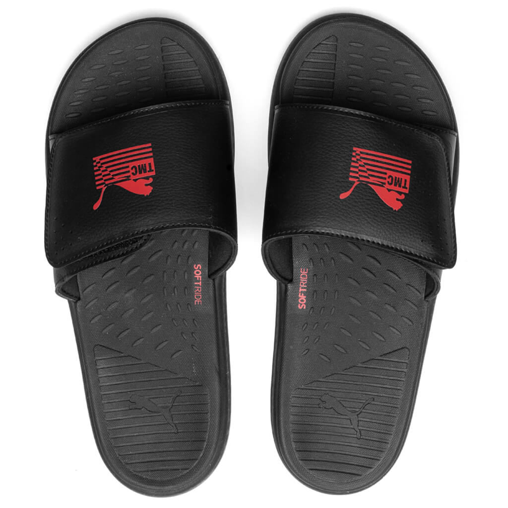 Puma x TMC SoftRide Slides - Black/High Risk Red