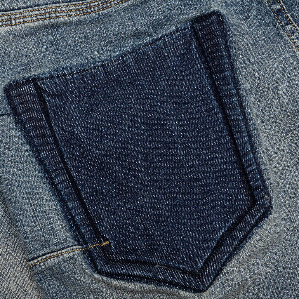 Purple Denim P001 - Indigo Four Pocket Destroy w/ Silicone Outline