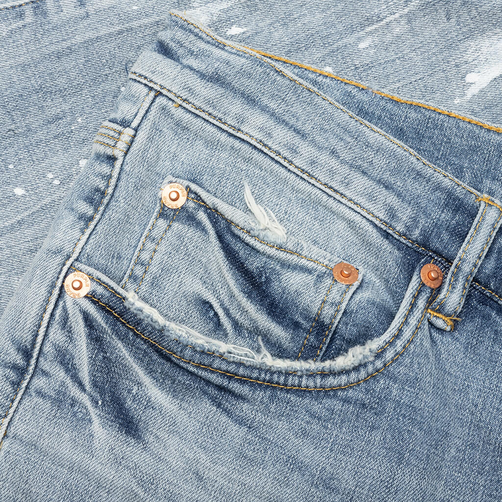 P001 - Light Indigo Knee Slit