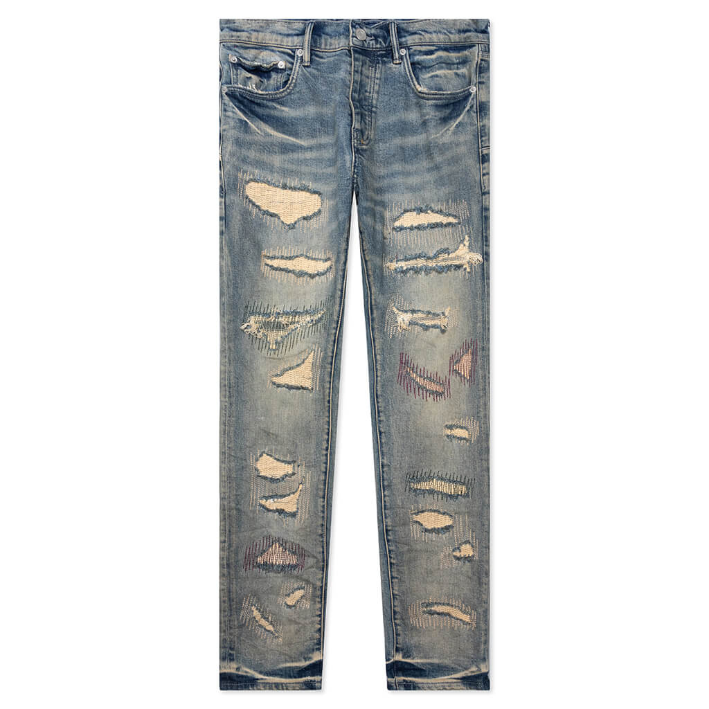 Purple Denim P001 - Mid Indigo Tan Repairs