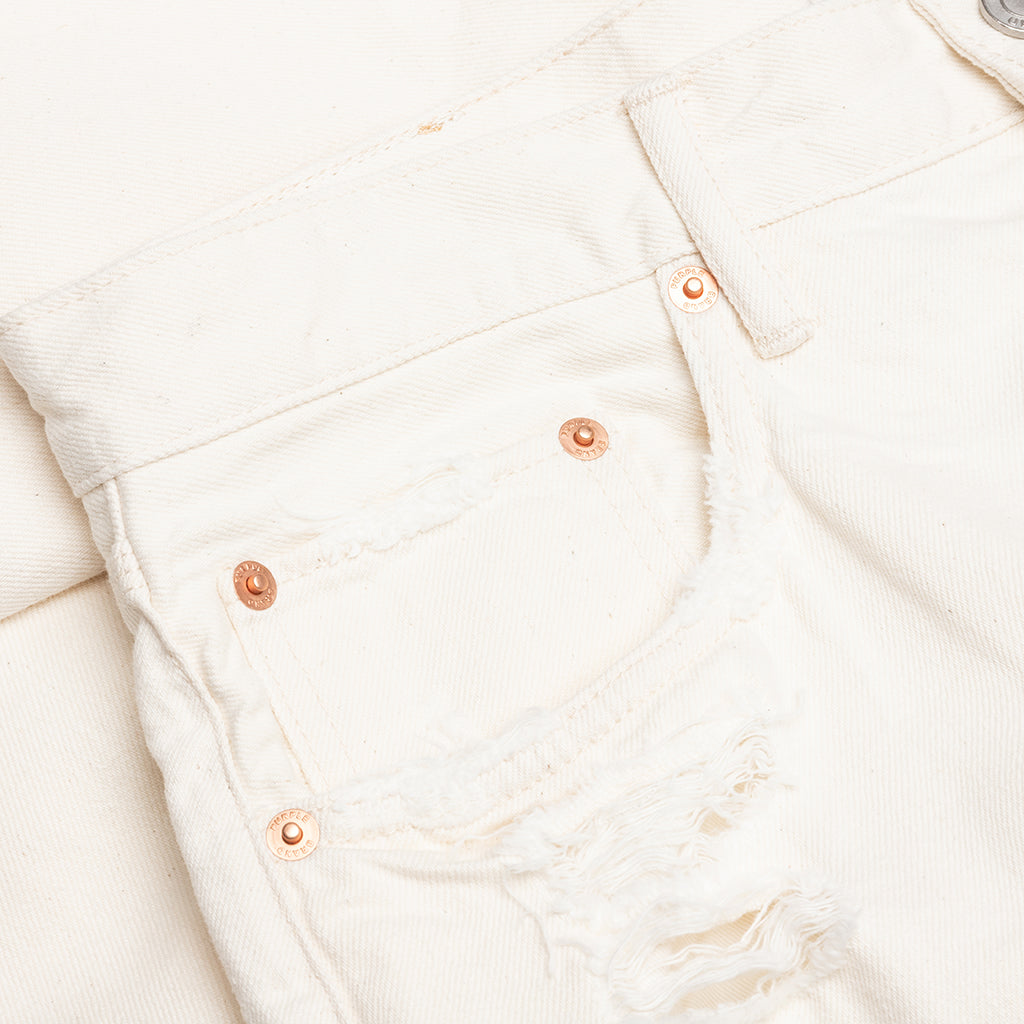 P003 - White Vintage Distress Crop