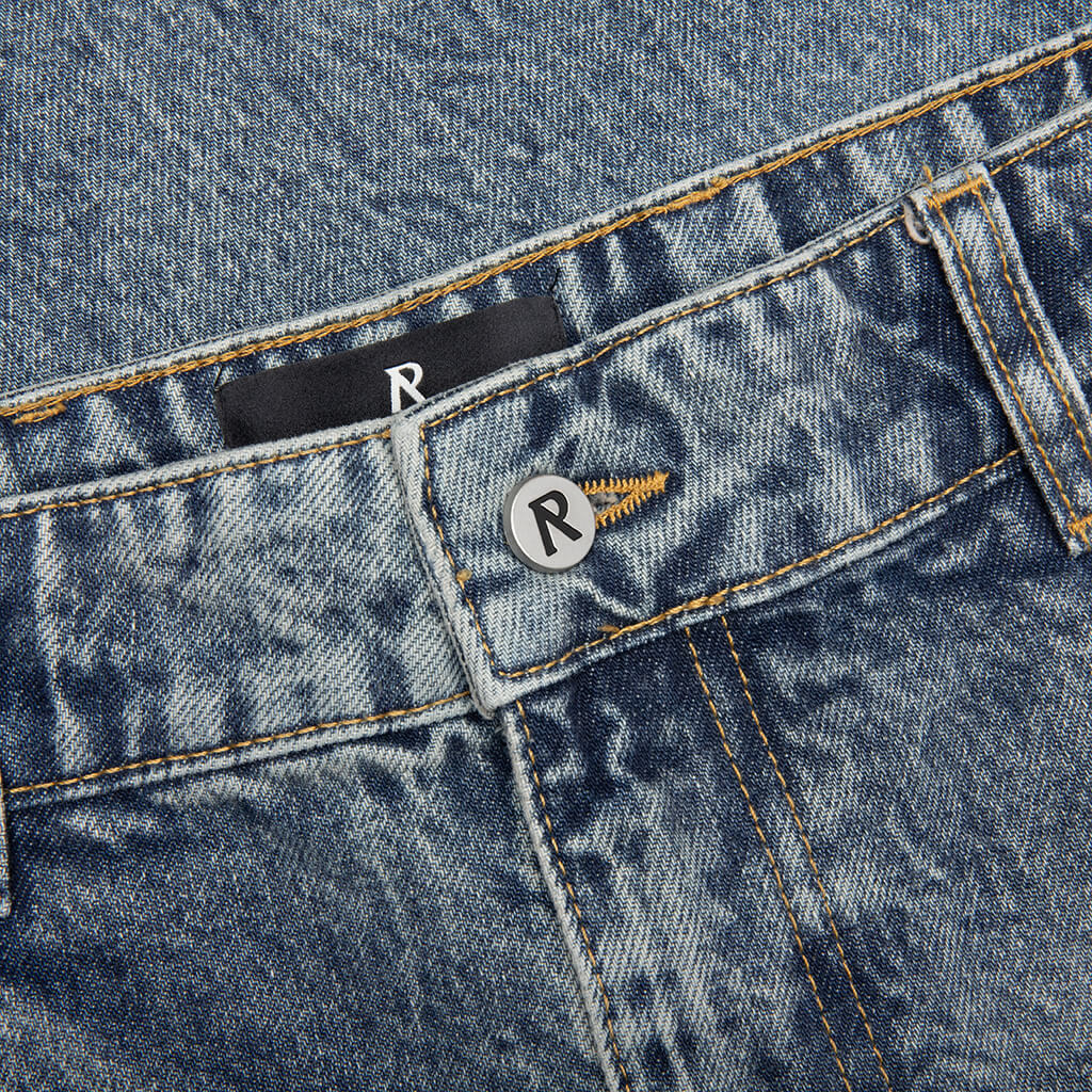 R3 Distressed Baggy Denim - Blue/Cream
