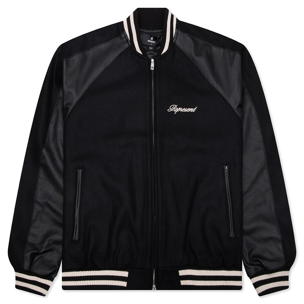 Raglan Varsity Jacket - Black