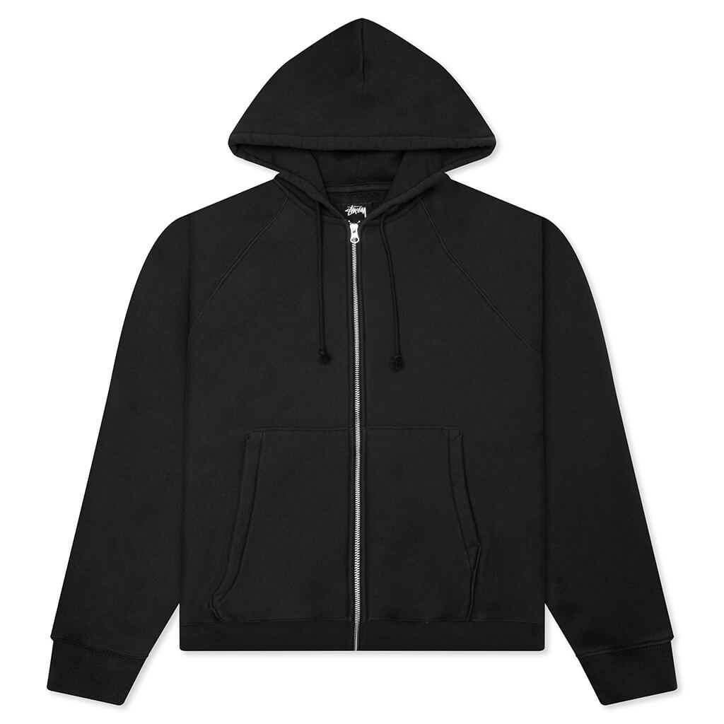 Raglan Zip Hoodie - Washed Black