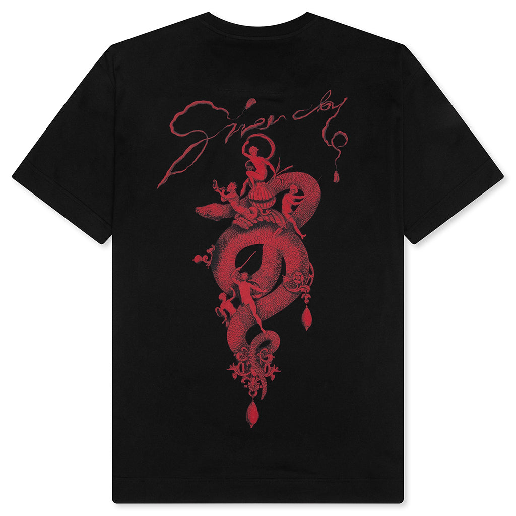 Chandelier and Snake Print T-Shirt - Black