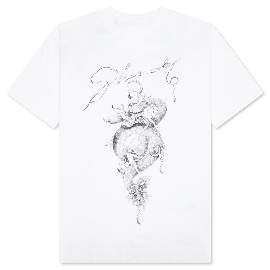 Chandelier and Snake Print T-Shirt - White