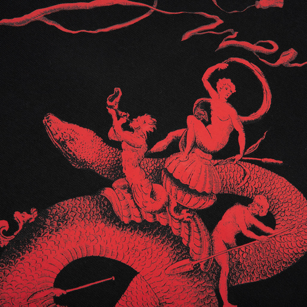 Chandelier and Snake Print Long Sleeve T-Shirt - Black