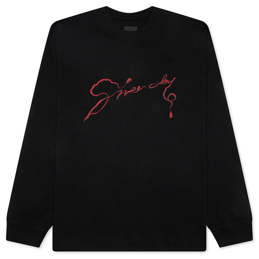 Chandelier and Snake Print Long Sleeve T-Shirt - Black