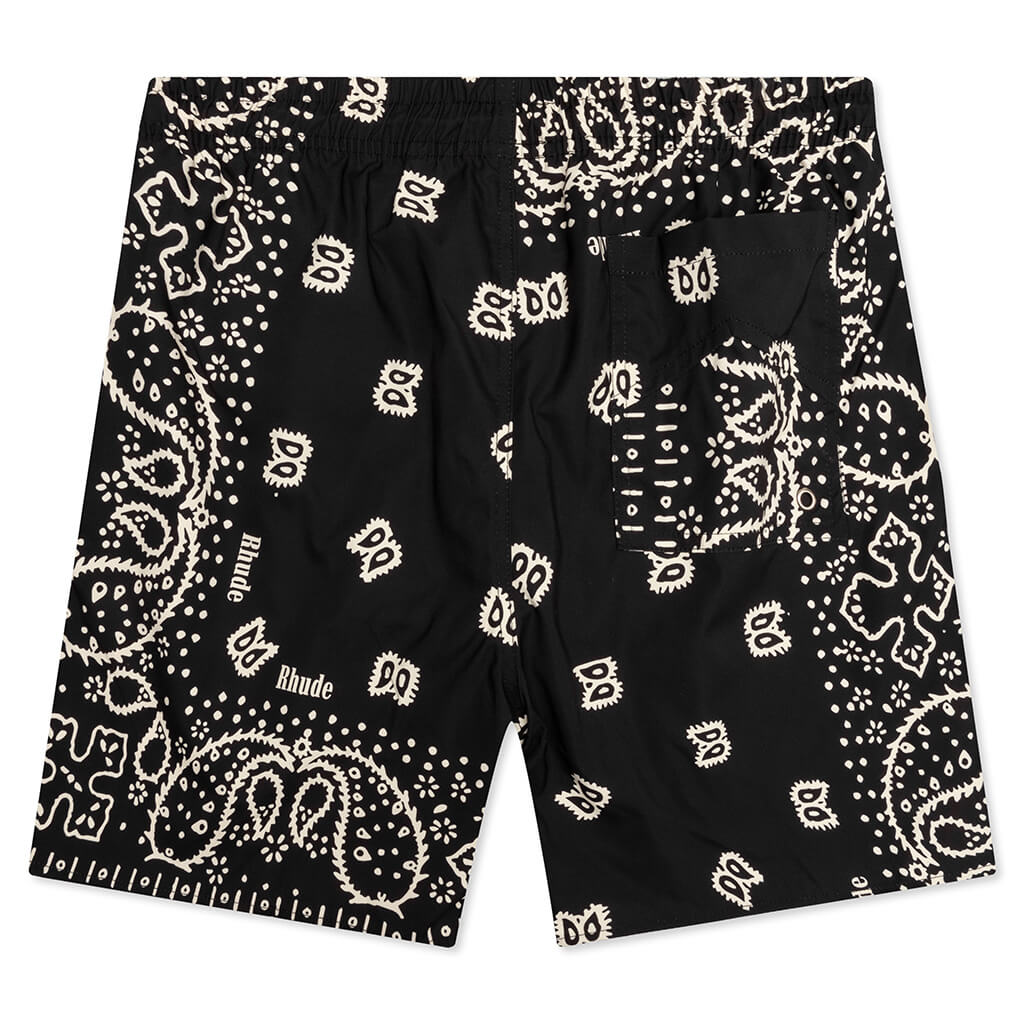 Bandana Print Swim Short - Black/White