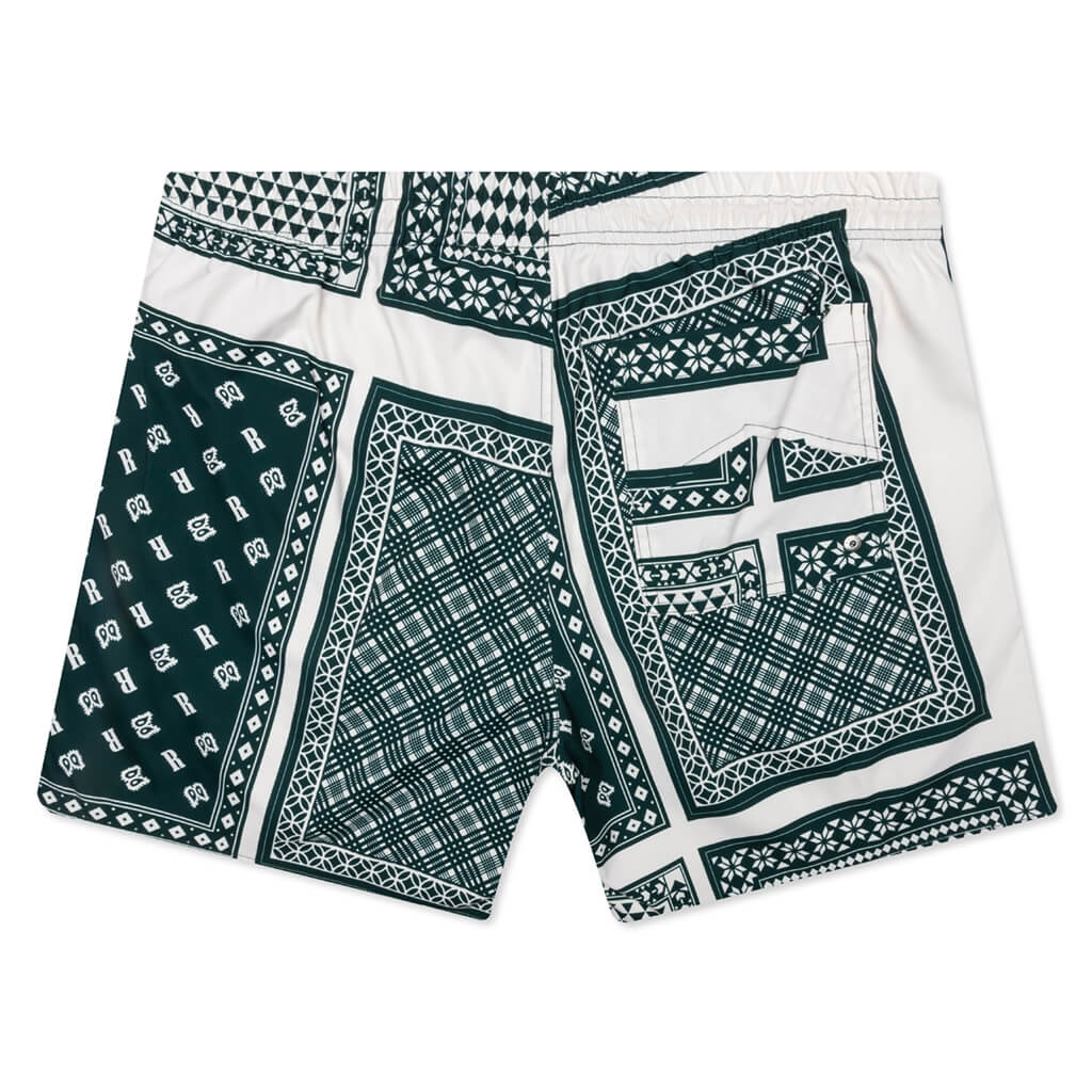 Card Print Swim Trunk - Green/White