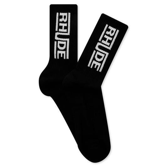 Rhude Champions Logo Sock - Black/White