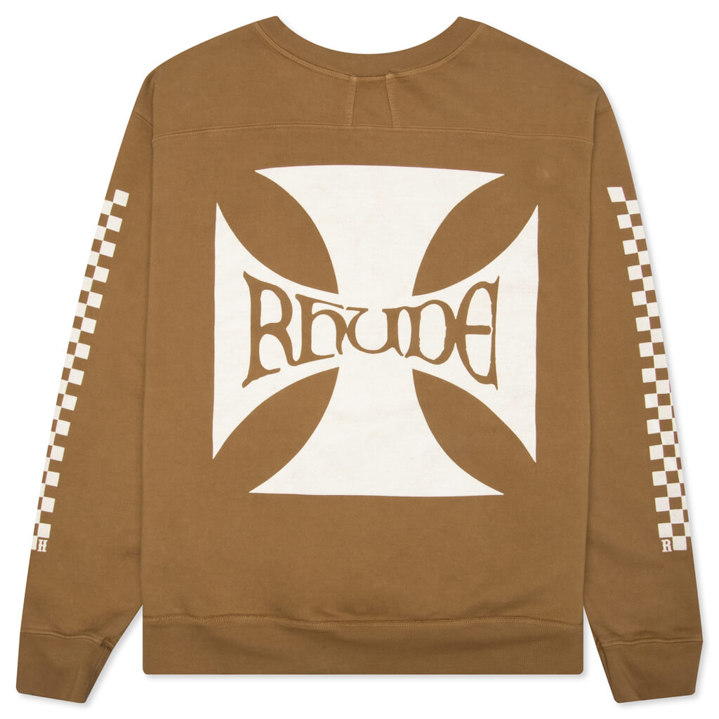 Classic Checkers Graphic Crewneck - Tan