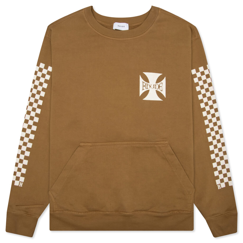 Classic Checkers Graphic Crewneck - Tan