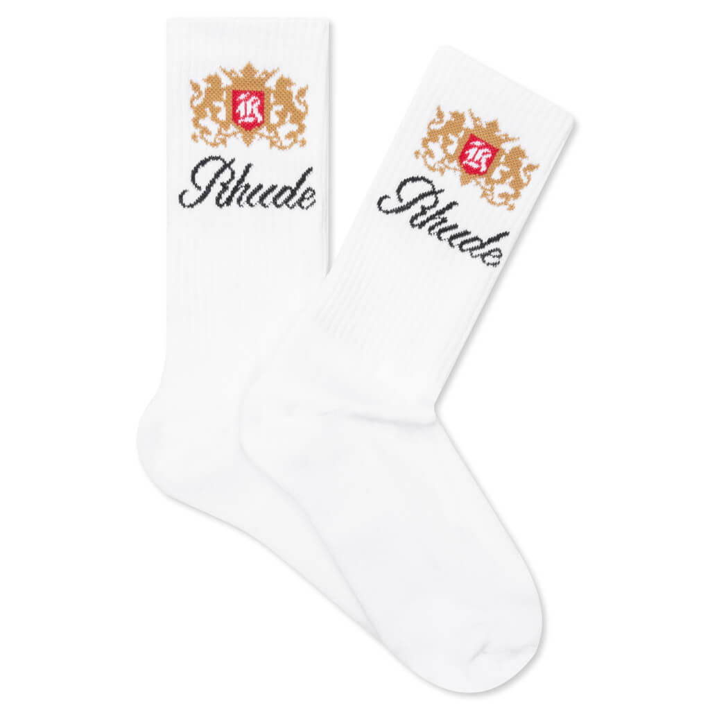 Crest Logo Sock - White/Tan/Red