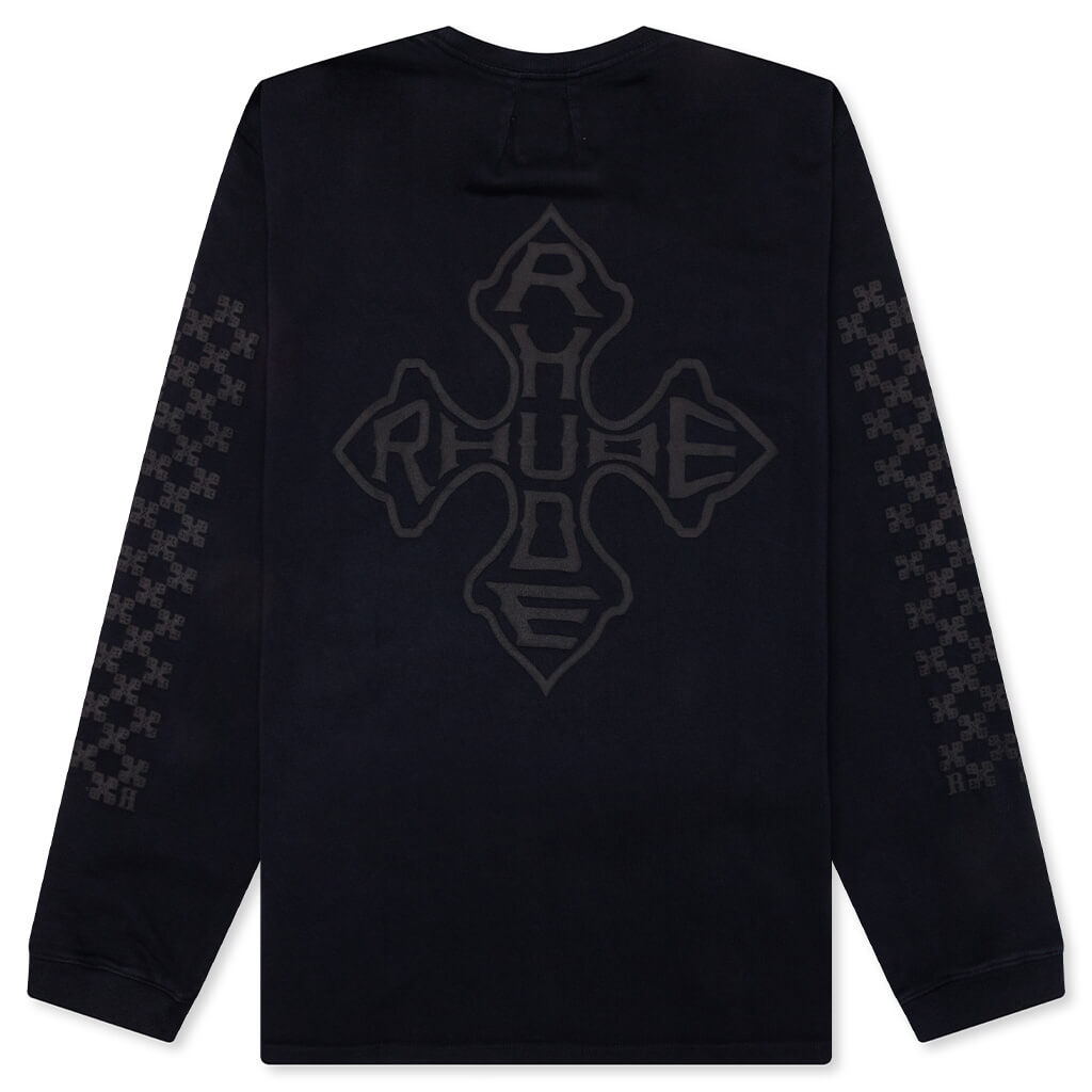 Rhude Cross Logo L/S Tee - Vintage Black