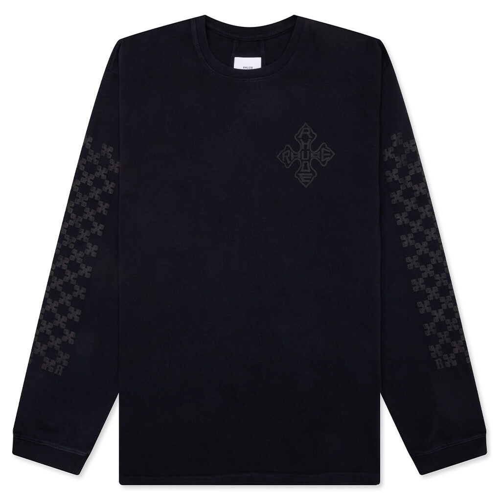 Rhude Cross Logo L/S Tee - Vintage Black