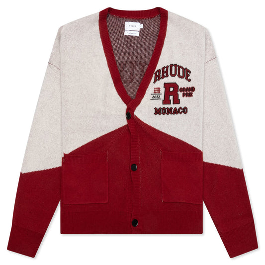 Grand Prix Cardigan - Creme/Black/Red