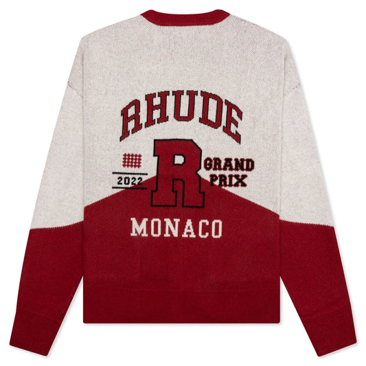 Grand Prix Cardigan - Creme/Black/Red