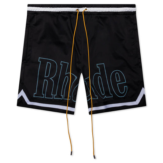 Rhude Logo Basketball Swim Shorts - Black/White