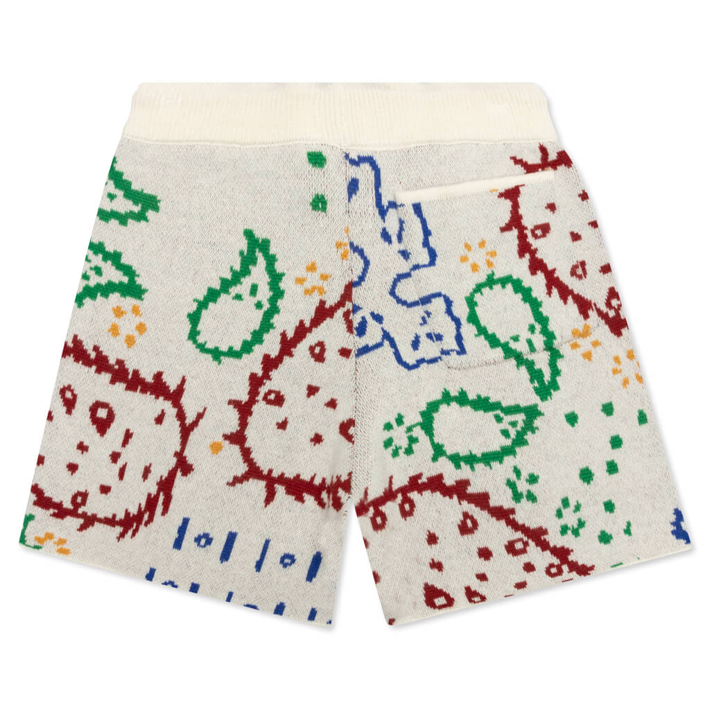 Multi Color Bandana Short - Creme/Multi