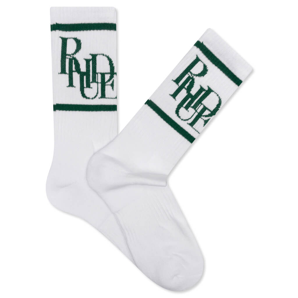 Scramble Logo Sock - White/Forest Green