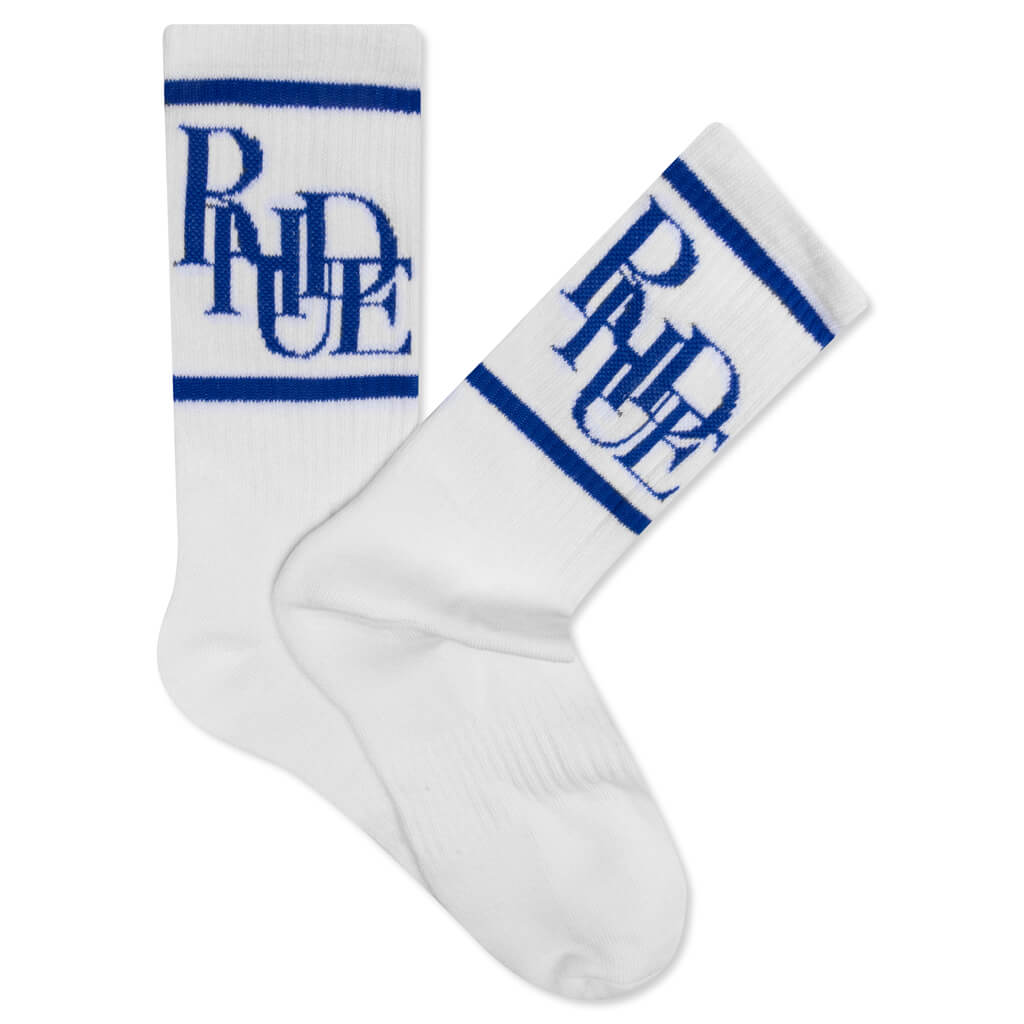 Scramble Logo Sock - White/Royal Blue
