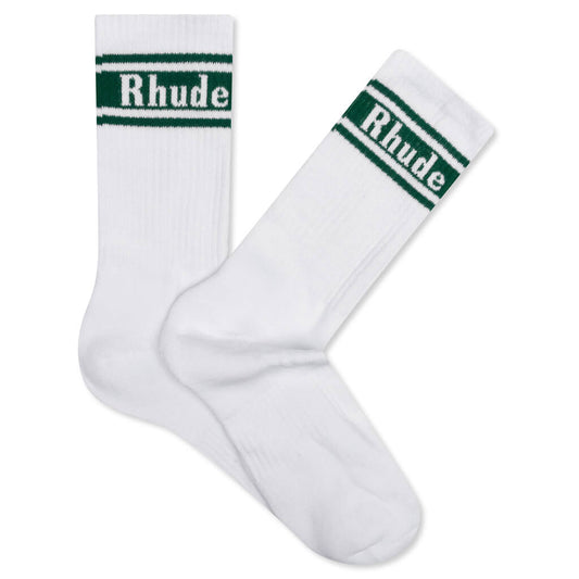Stripe Logo Sock - White/Forest