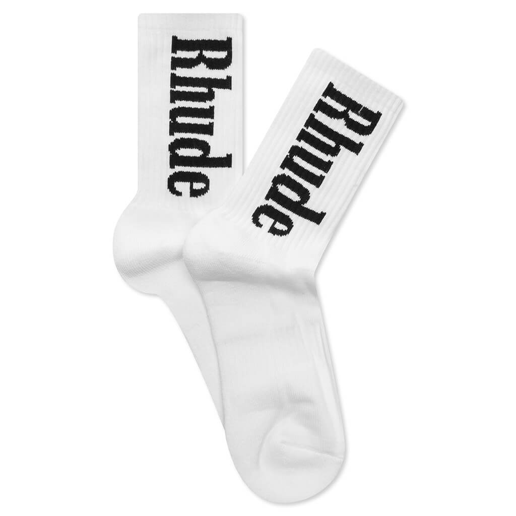 Rhude Vertical Logo Sock - White/Navy