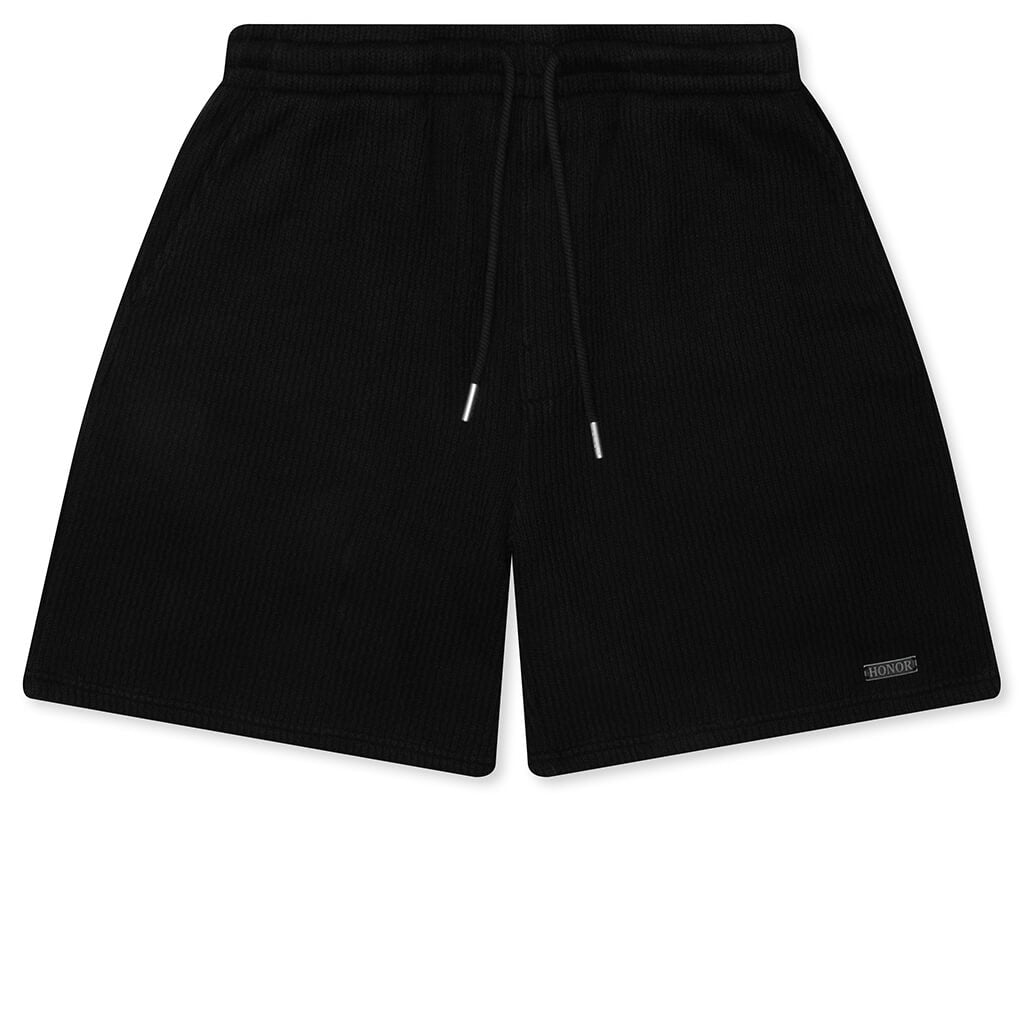 Rib Knit Drawcord 7" Shorts - Black