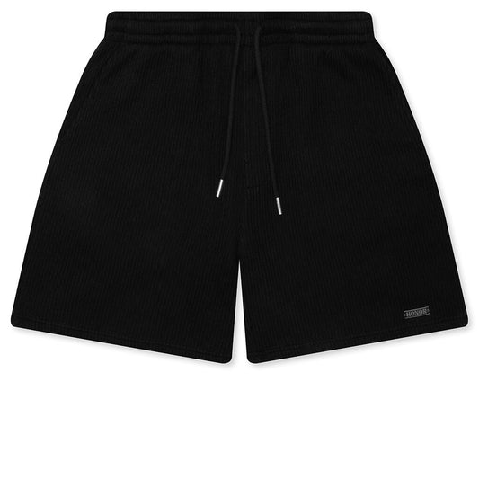 Rib Knit Drawcord 7" Shorts - Black