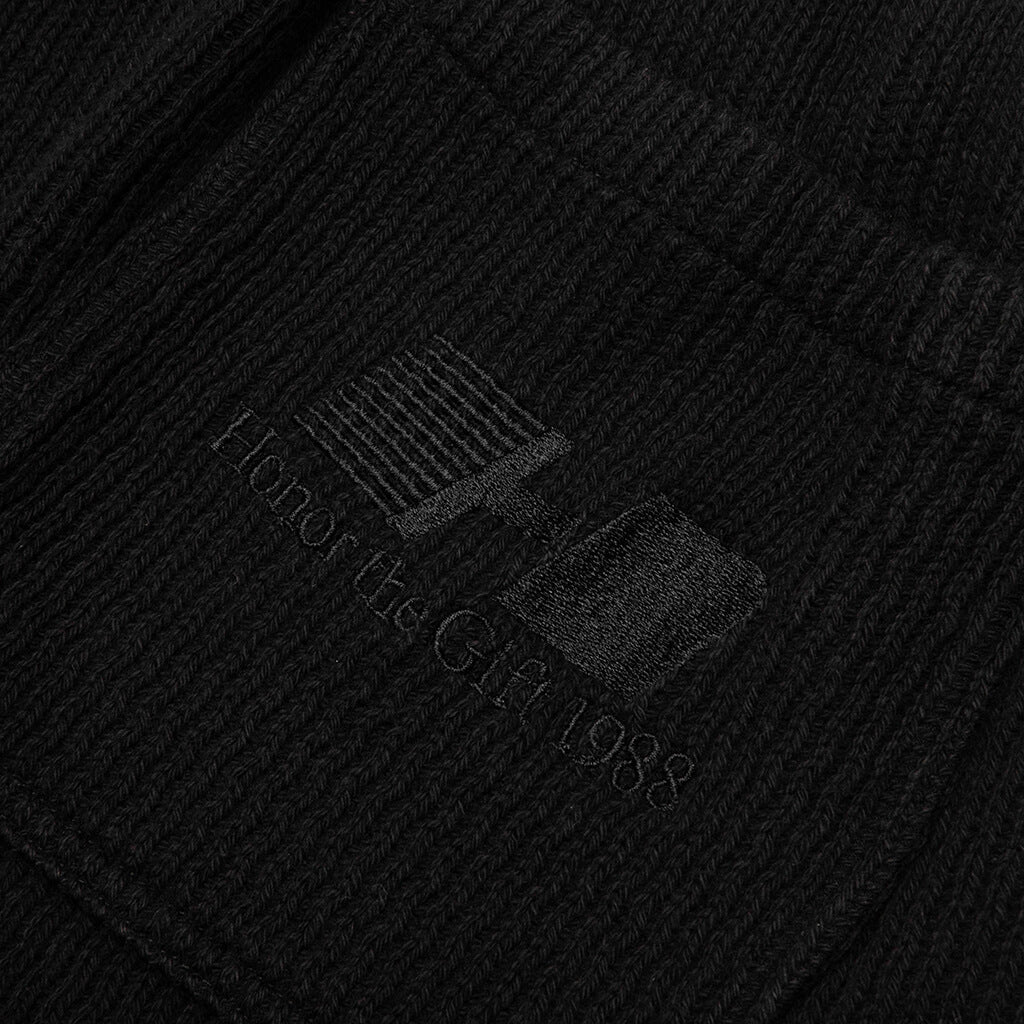 Rib Knit Drawcord 7" Shorts - Black