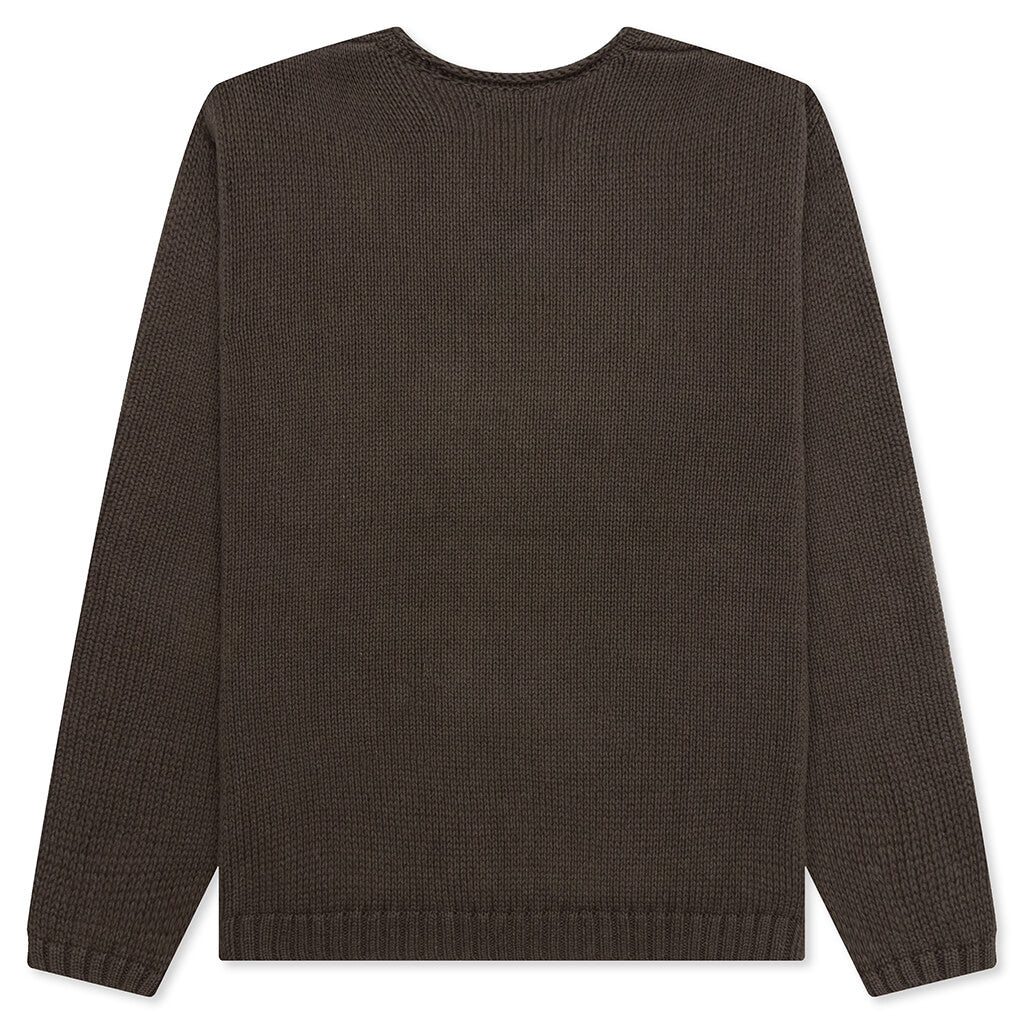 Roll V-Neck Logo Sweater - Brown