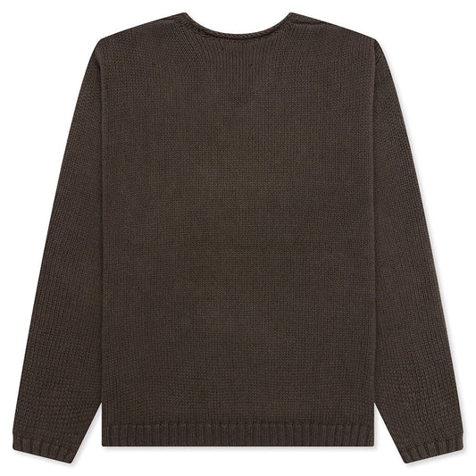 Roll V-Neck Logo Sweater - Brown