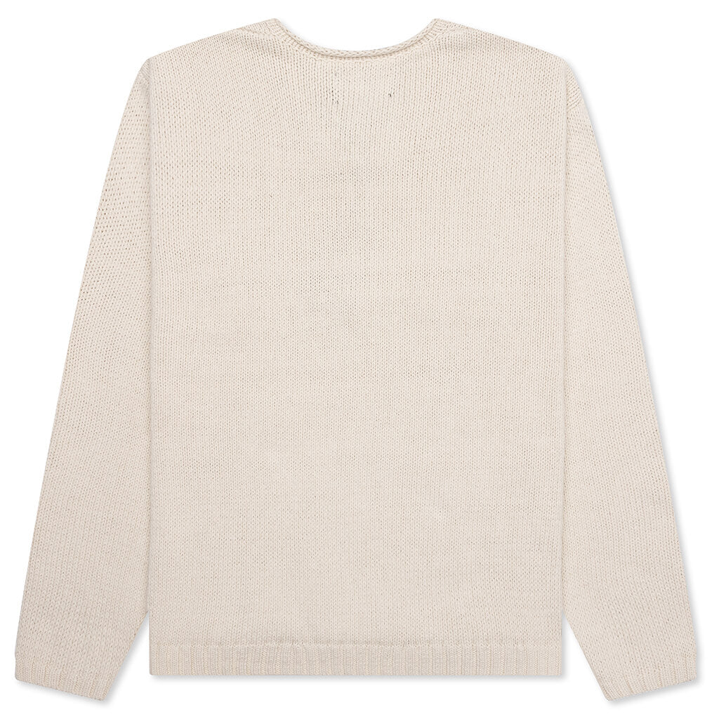 Roll V-Neck Logo Sweater - Natural