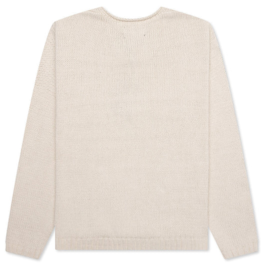 Roll V-Neck Logo Sweater - Natural