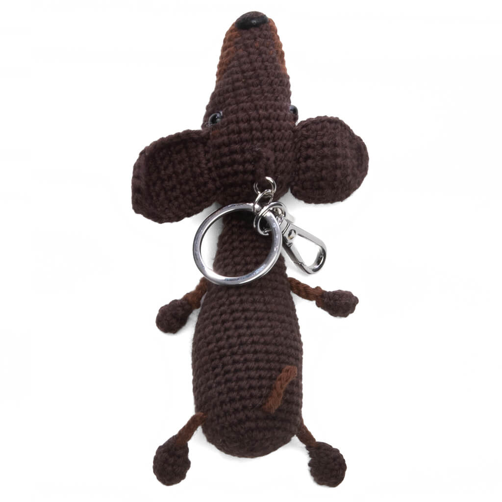 Roo Crochet Doxie Keychain - Brown