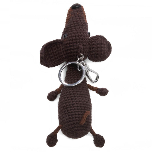 Roo Crochet Doxie Keychain - Brown