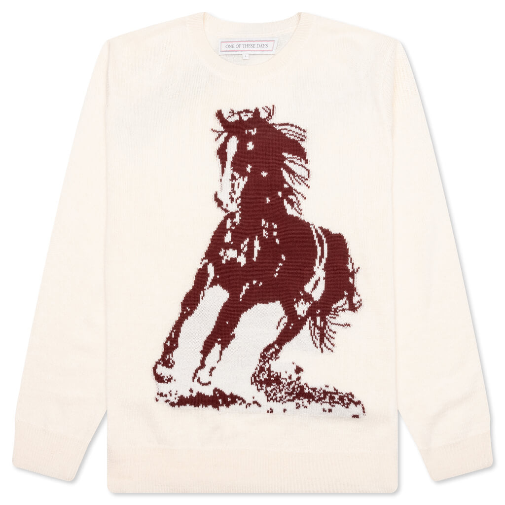 Running Horse Knit Sweater - Oatmeal