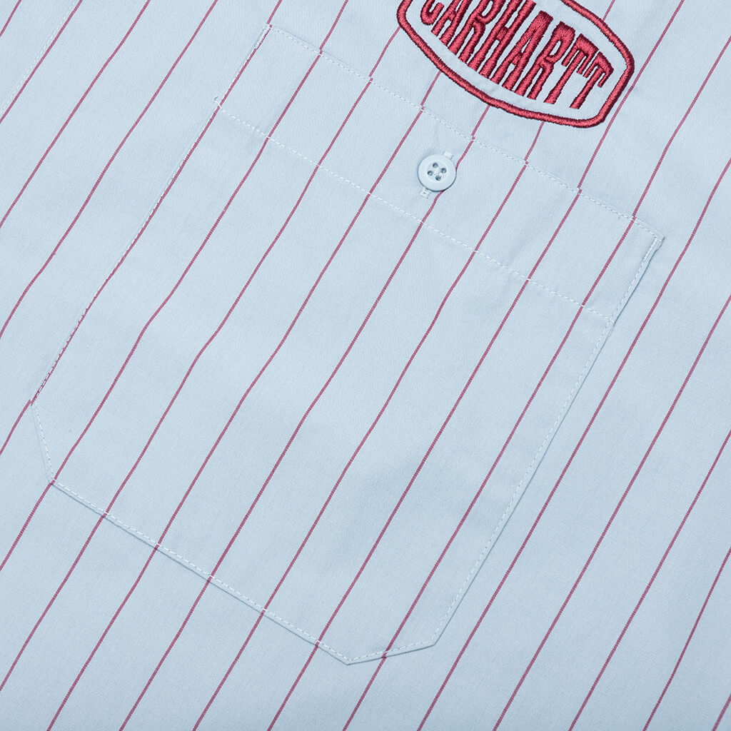 S/S Hendry Shirt - Seaton Stripe/Frosted Blue/Mulberry