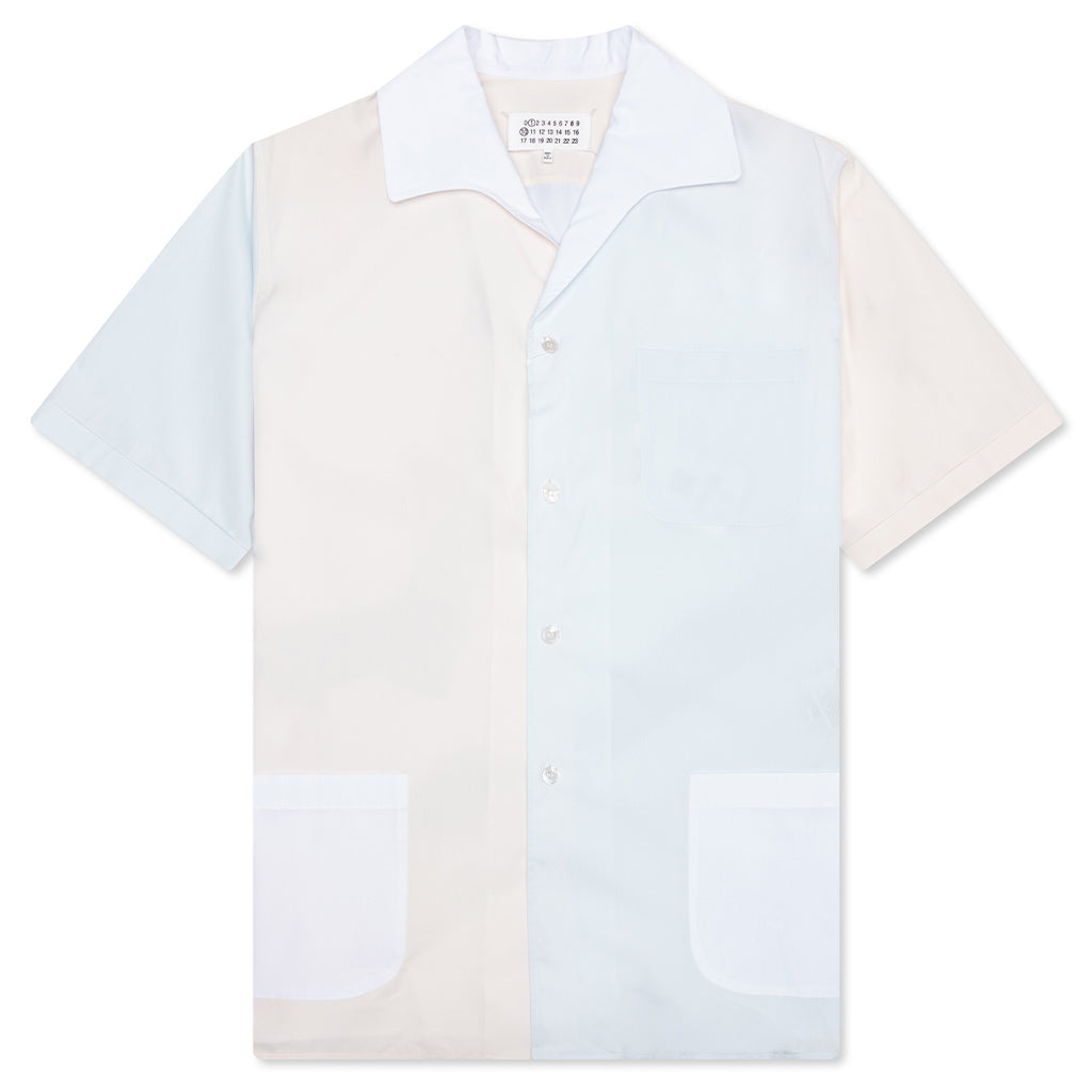 Short Sleeve Pocket Shirt - White/Cream/Light Blue